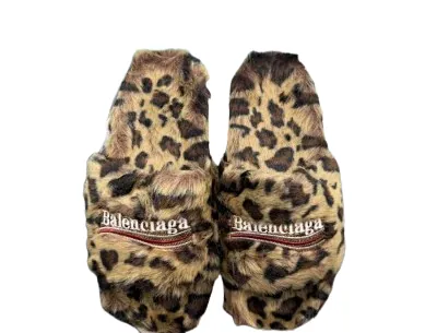 Balenciaga Leopard fur slides